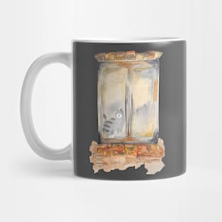 Watercolor Art Cat in the window Mug